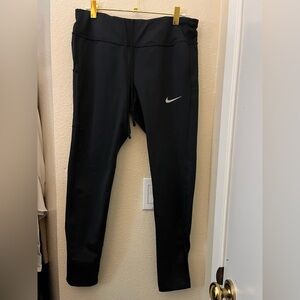 Nike Dri-Fit Black Leggings with Silver Logo size Large